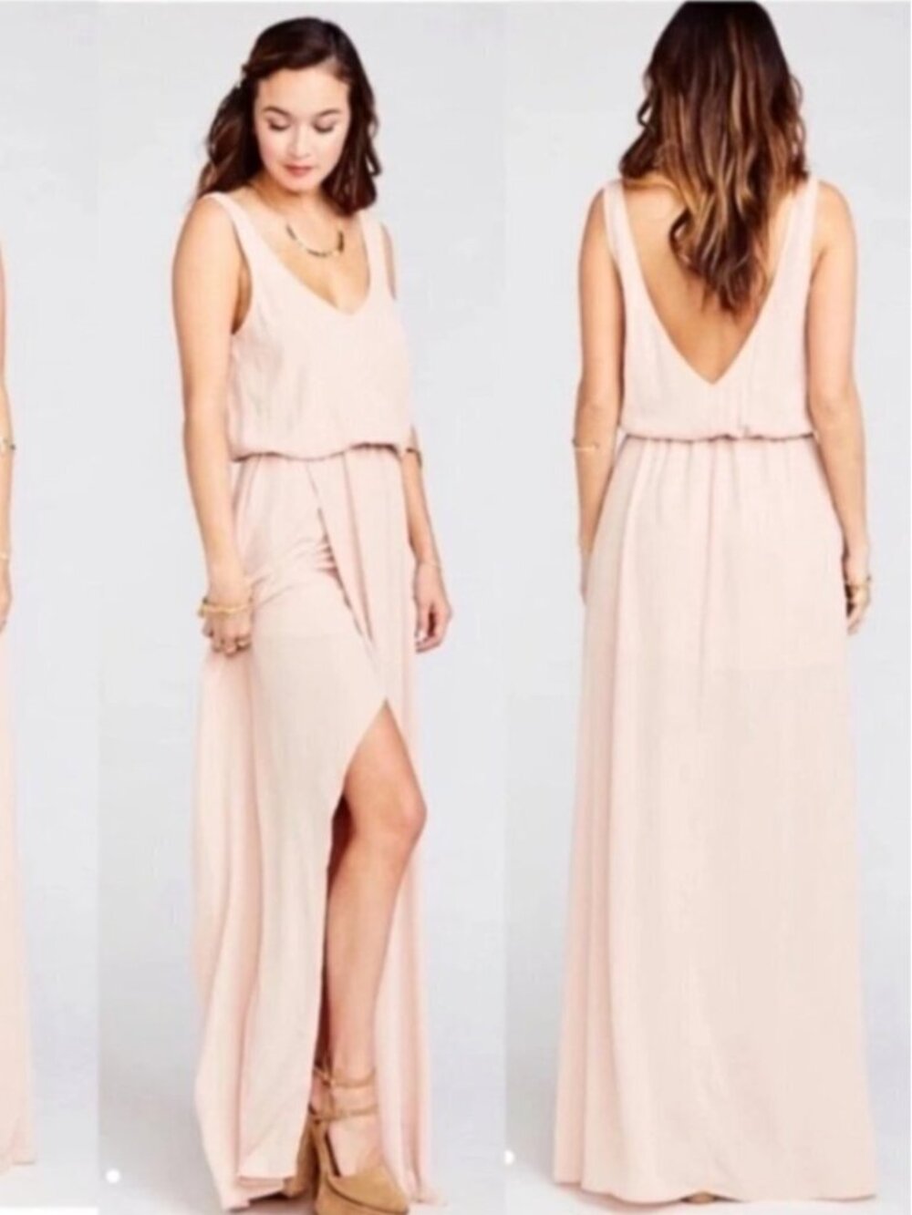 Show Me Your Mumu Kendall Soft V-Back A-Line Gown - Dusty Blush Crisp color